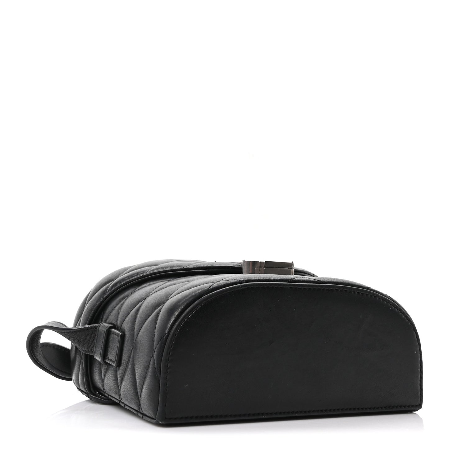Lambskin Quilted Monogram June Box Bag  Black