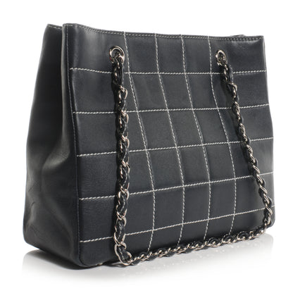 Chanel Leather Contrast Stitch Surpique Shoulder Bag Navy 3 of 8