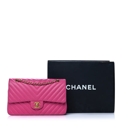Chanel Lambskin Chevron Quilted Medium Double Flap Pink 17 of 17
