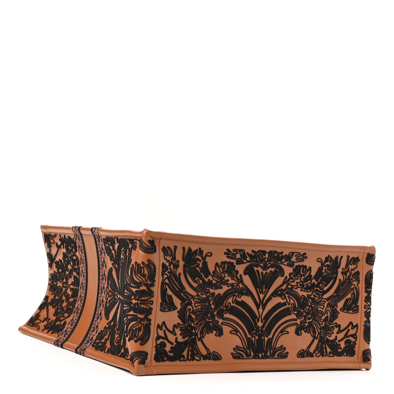 Christian Dior Calfskin Cornely-Effect Embroidery Large Book Tote Brown Black 4 of 10