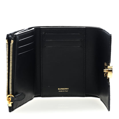 Burberry Calfskin Crocodile Embossed TB Compact Wallet Black 5 of 6