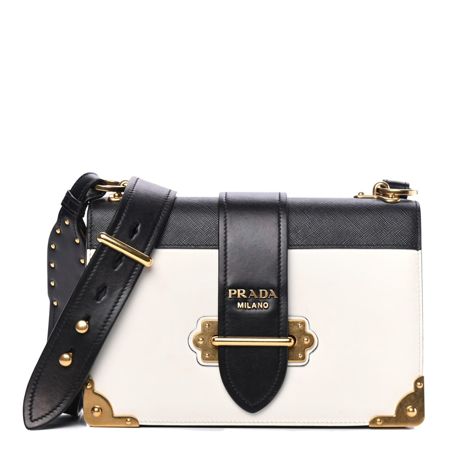 City Calf Saffiano Large Cahier Bag White Black