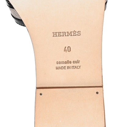 Hermes Calfskin Canvas Oran Sandals 40 Black 6 of 9