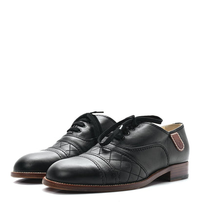 Chanel Calfskin Quilted CC Lace Up Oxfords 40.5 Black 3 of 8