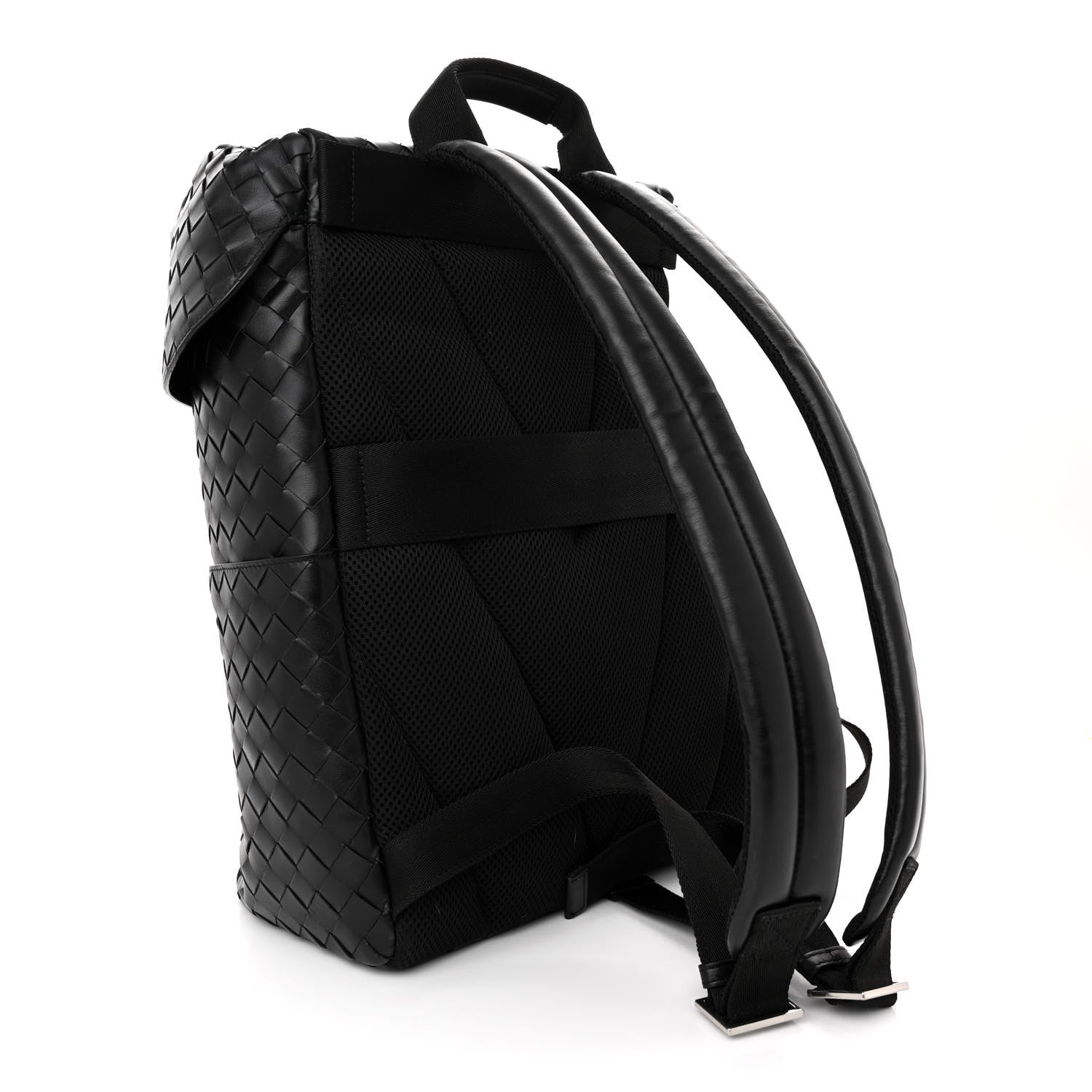 Bottega Veneta Calfskin Intrecciato Flap Backpack Black 3 of 13