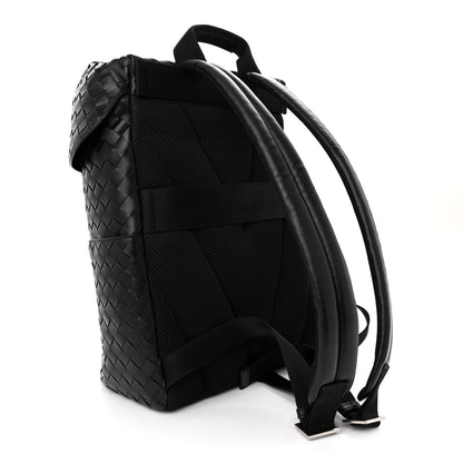 Bottega Veneta Calfskin Intrecciato Flap Backpack Black 3 of 13