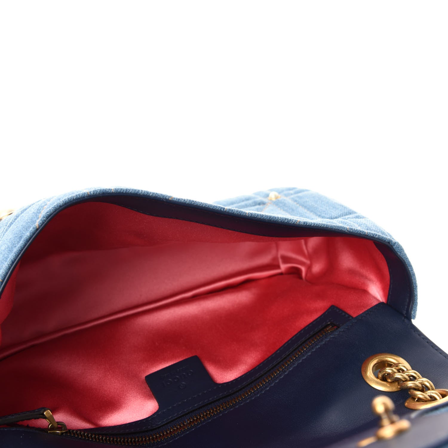 Gucci Denim Matelasse Pearl Studded Small GG Marmont Shoulder Bag Blue 6 of 11
