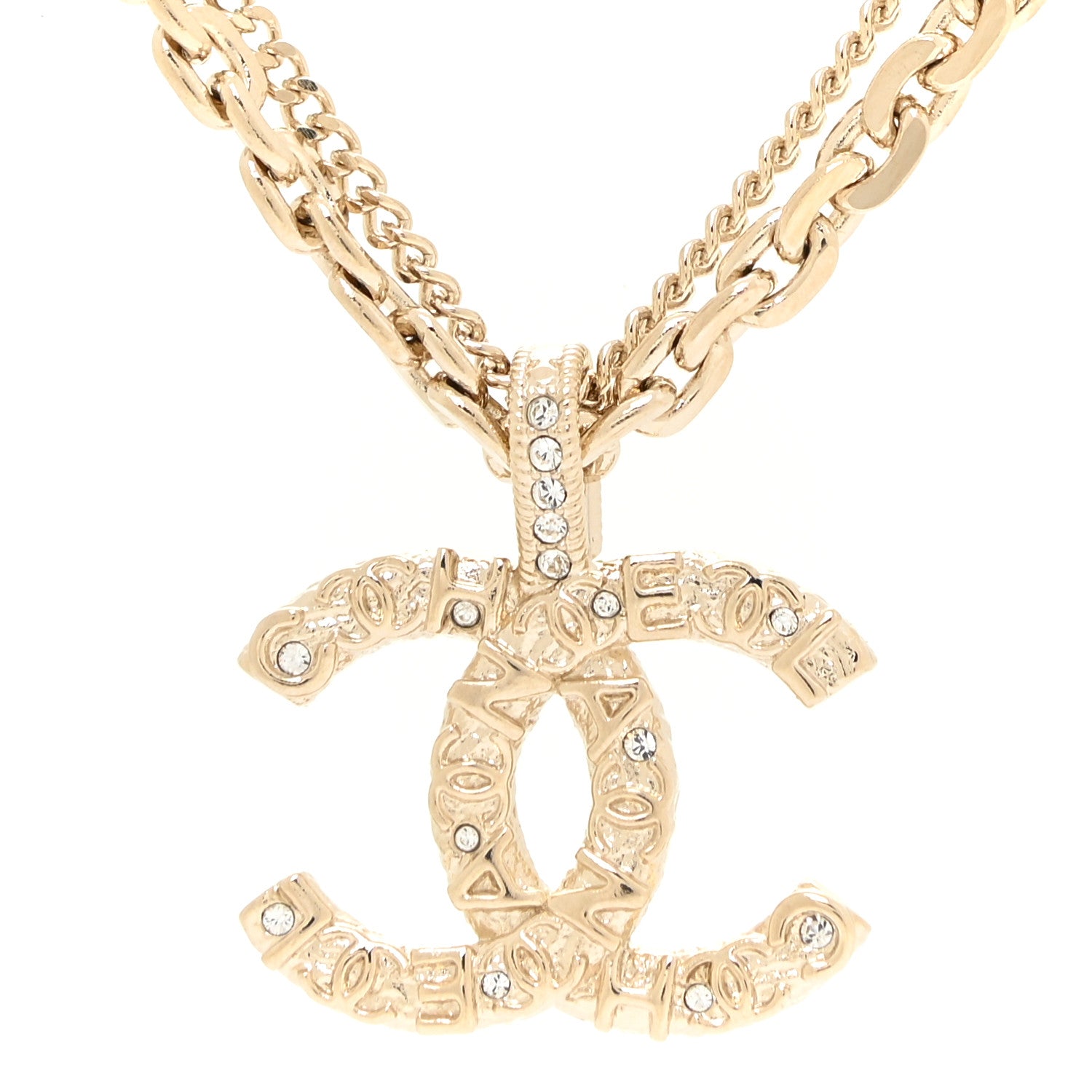 Chanel Crystal CC Multi Strand Chain Necklace Gold 4 of 5