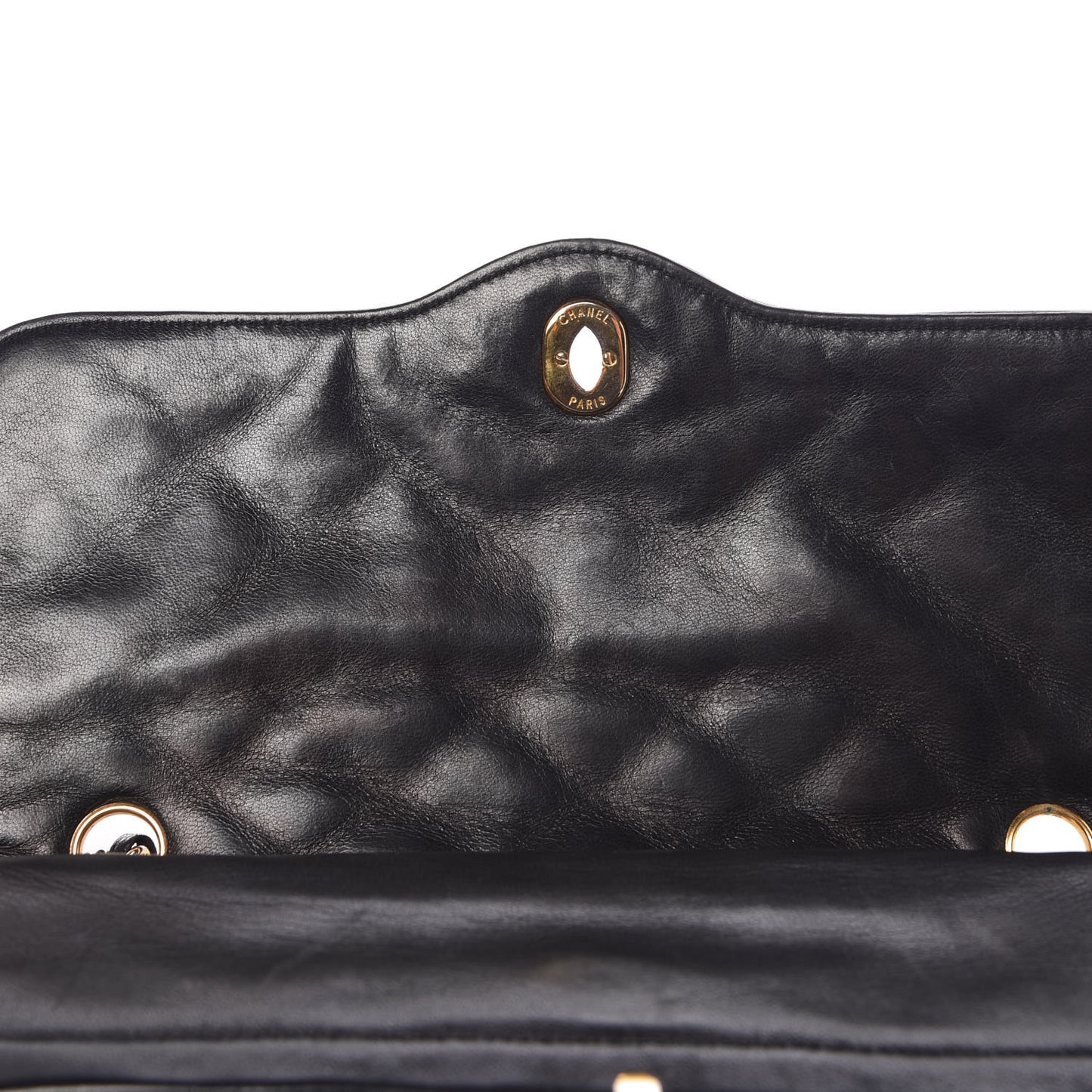 Lambskin Quilted Medium Double Flap Black
