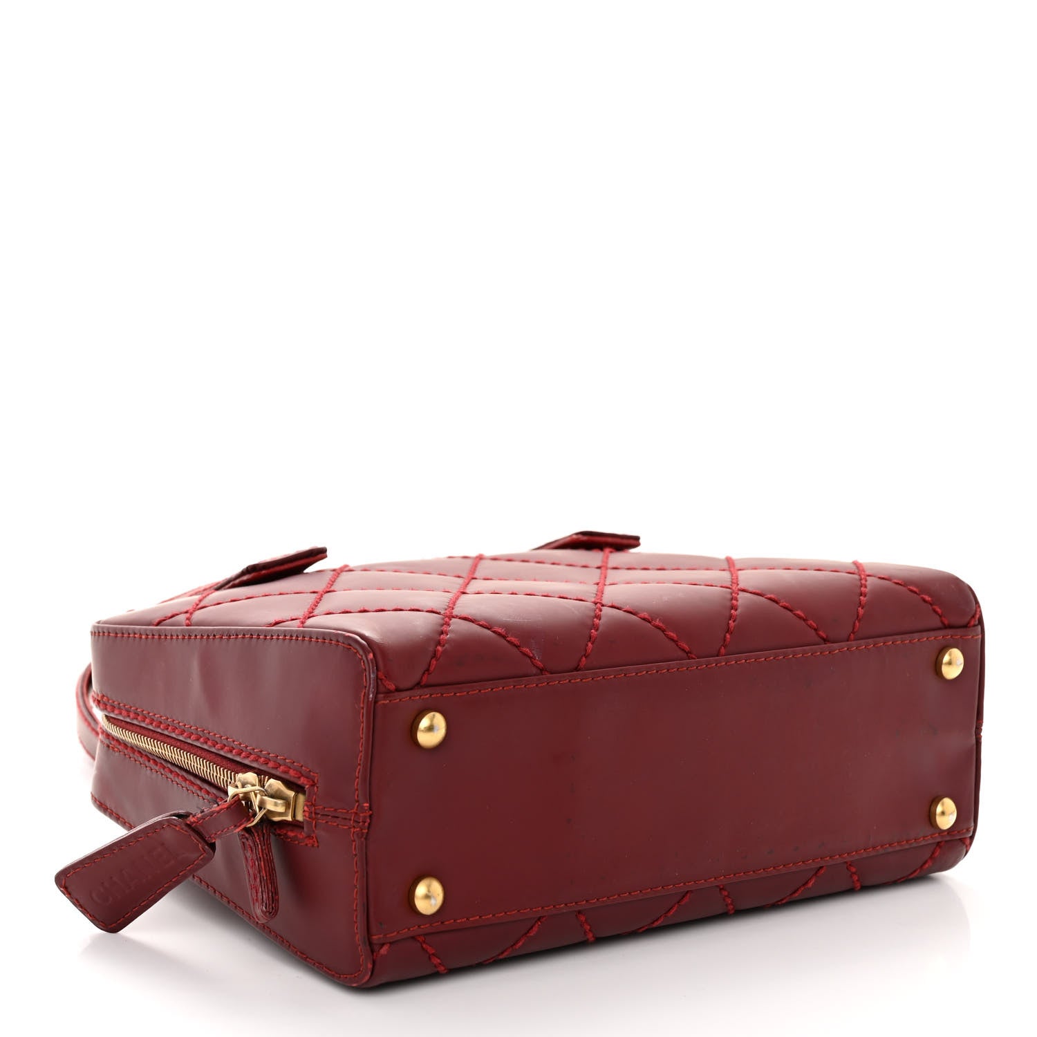Chanel Calfskin Contrast Stitch Small Surpique Bowler Red 4 of 10