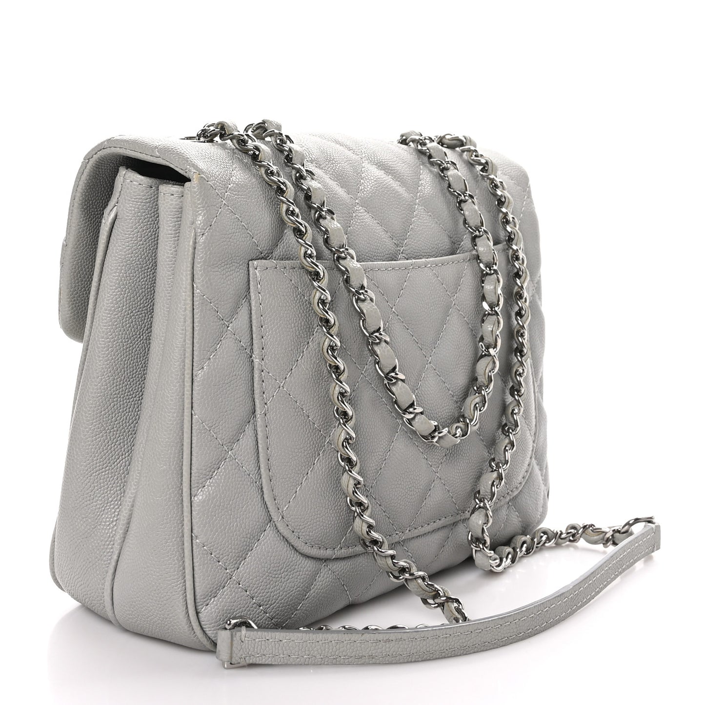 Caviar Quilted Medium Urban Companion Flap Grey