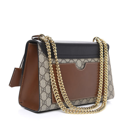 Gucci GG Supreme Monogram Calfskin Medium Padlock Shoulder Bag Beige Black Cuir 2 of 13