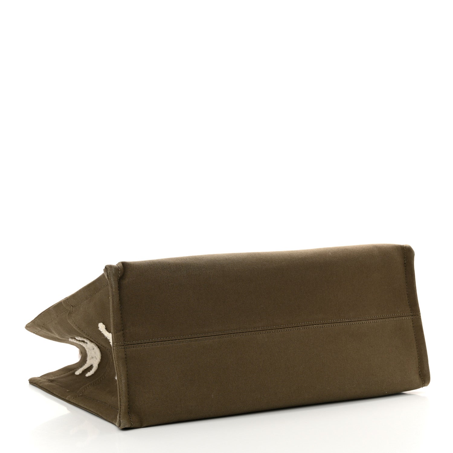 Celine Canvas Calfskin Embroidered Triomphe Large Cabas Thais Khaki Tan 3 of 10