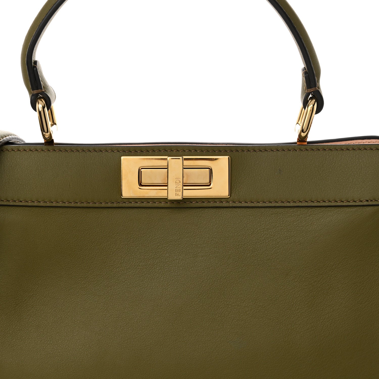 Fendi Vitello Seta Shiny Nappa Medium Peekaboo I SEE U Satchel Avocado Light Rose 9 of 12