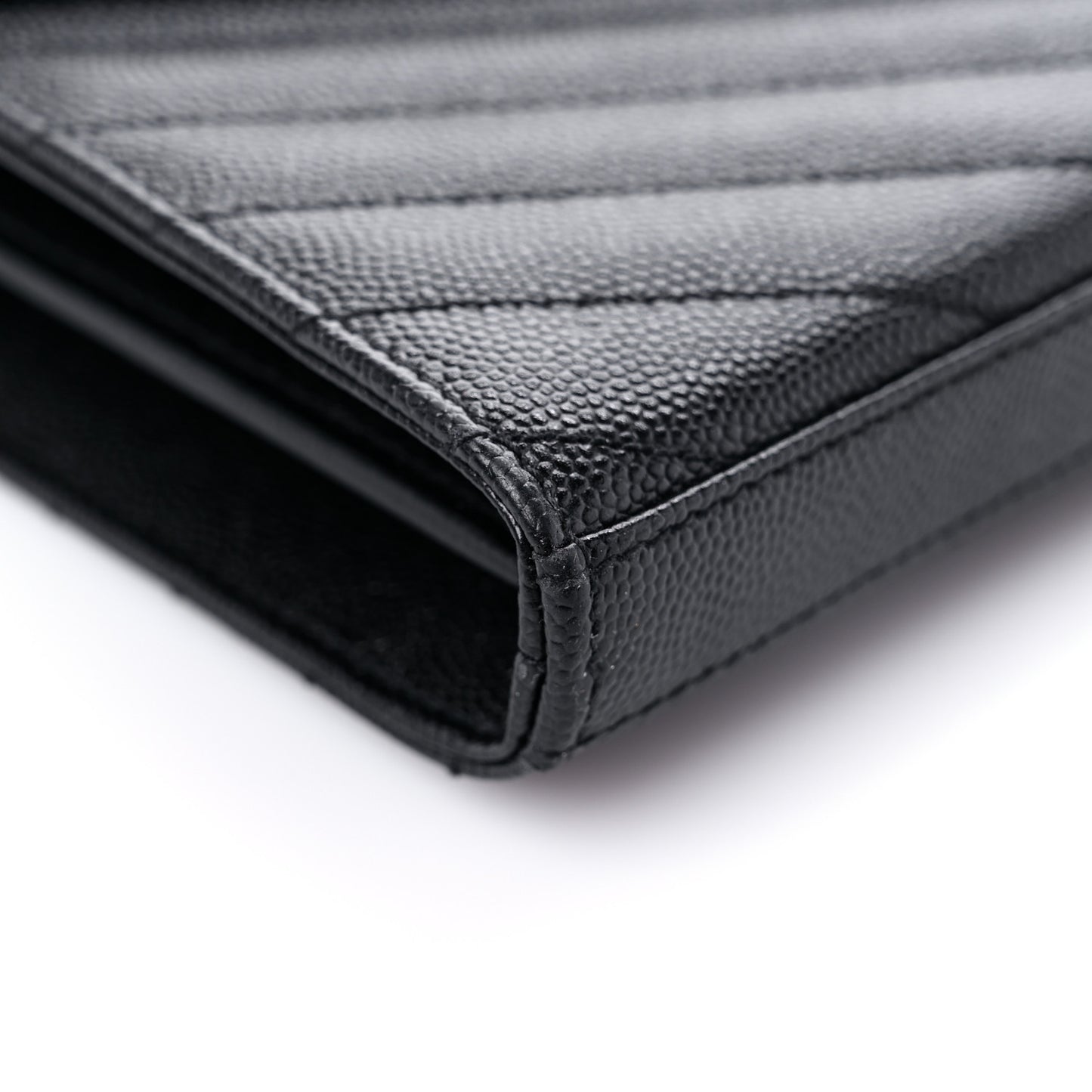 Grain De Poudre Matelasse Chevron Monogram Chain Wallet Black