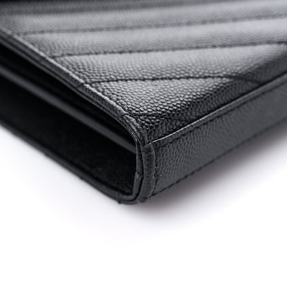 Saint Laurent Grain De Poudre Matelasse Chevron Monogram Chain Wallet Black 7 of 15