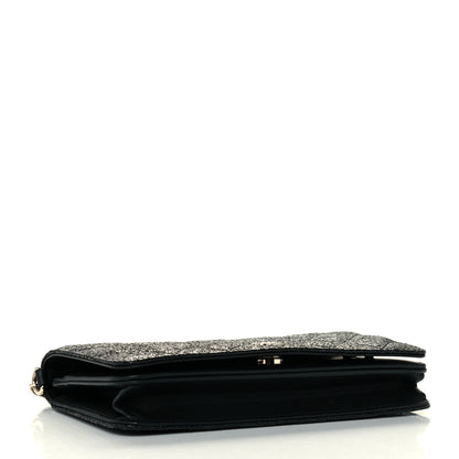 Chanel Crackled Patent Calfskin Quilted Pearl Wallet On Chain WOC Black 4 of 12