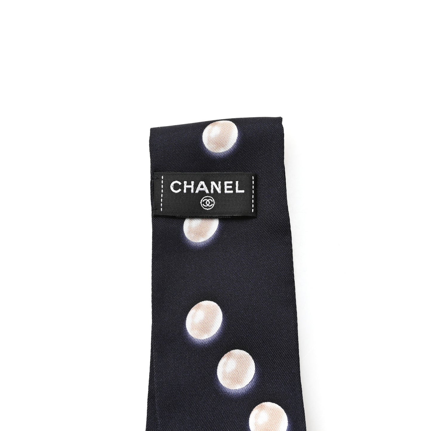 Silk Pearl CC Slim Bandeau Scarf Navy