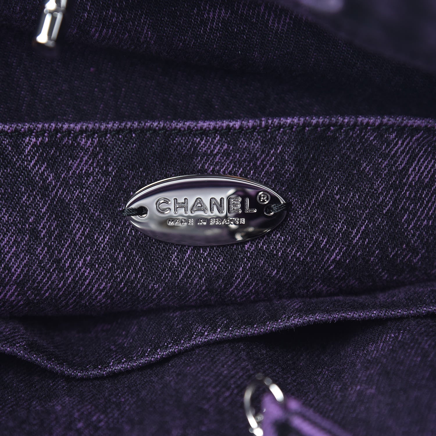 Chanel Denim Quilted Large 31 Denimpression Shopping Bag Purple Black 8 of 12