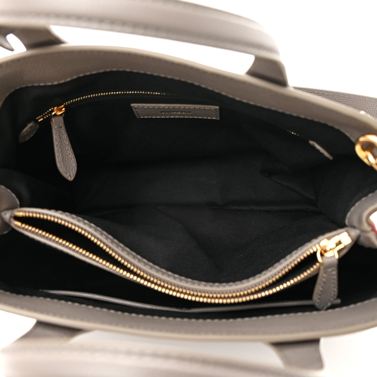 Burberry Derby Calfskin House Check Medium Banner Tote Taupe Brown 5 of 13