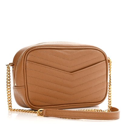 Saint Laurent Grain De Poudre Matelasse Monogram Mini Lou Camera Bag Dark Natural 3 of 9