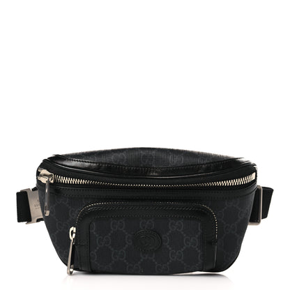 Gucci GG Supreme Monogram Textured Calfskin Retro Interlocking G Belt Bag Black 1 of 9