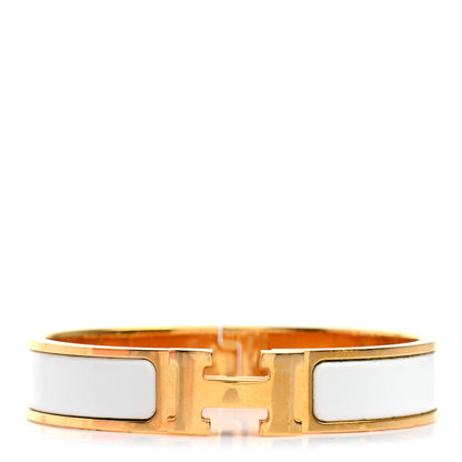 Hermes Enamel Narrow Clic Clac H Bracelet PM White 1 of 4