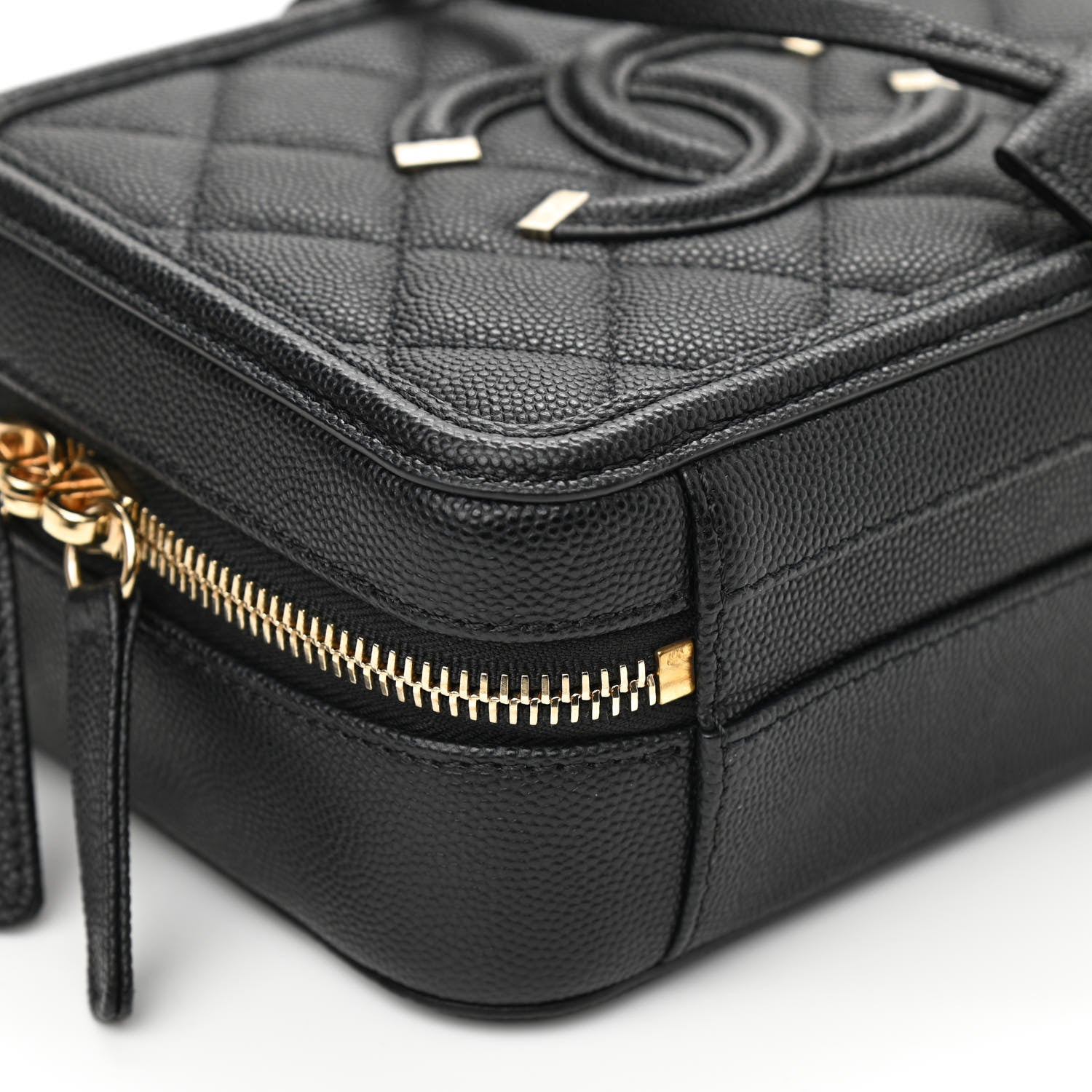 Chanel Caviar Quilted Small CC Filigree Vanity Case Black 8 of 10