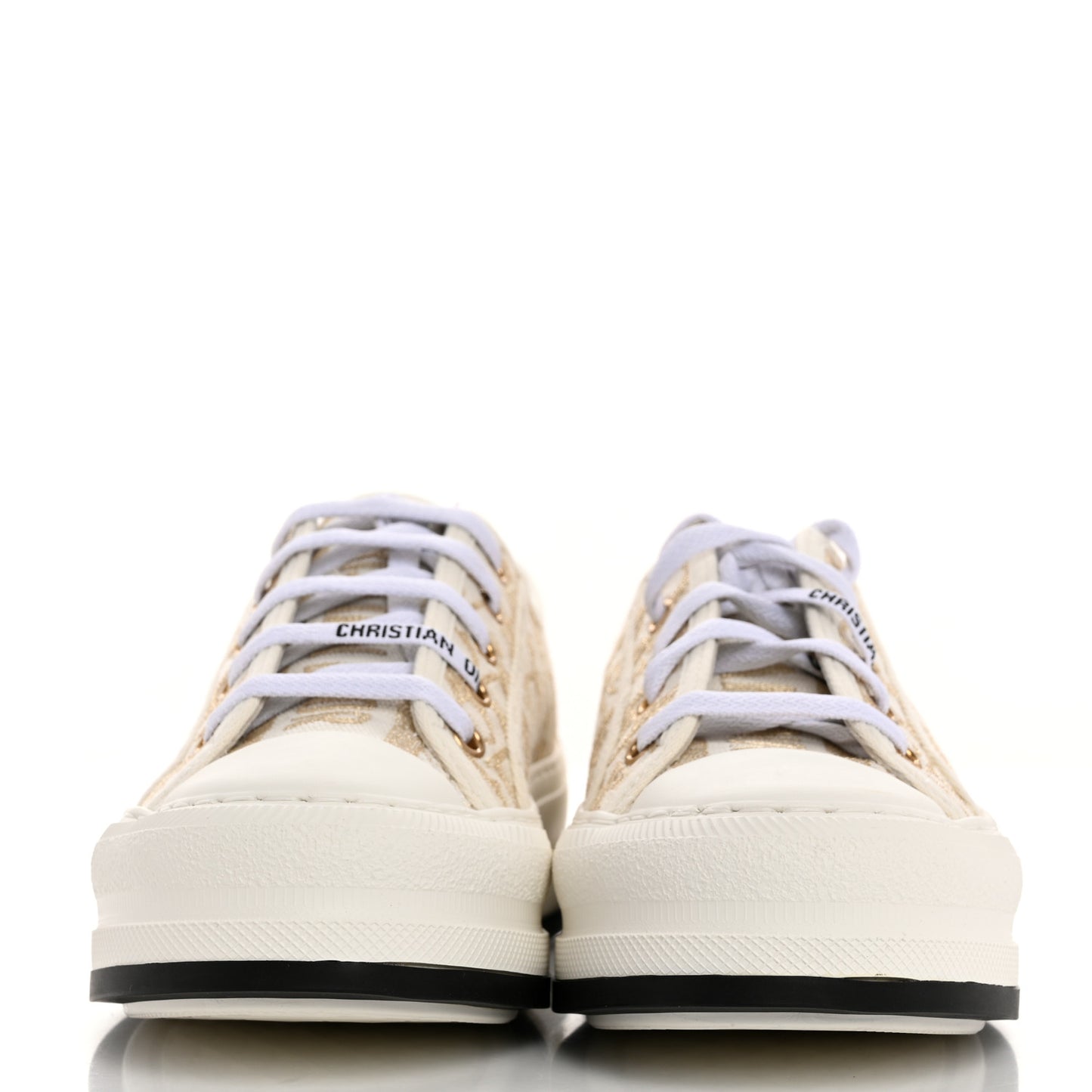 Canvas Lurex Oblique Walk'N'Dior Platform Sneakers 37.5 Pale Gold