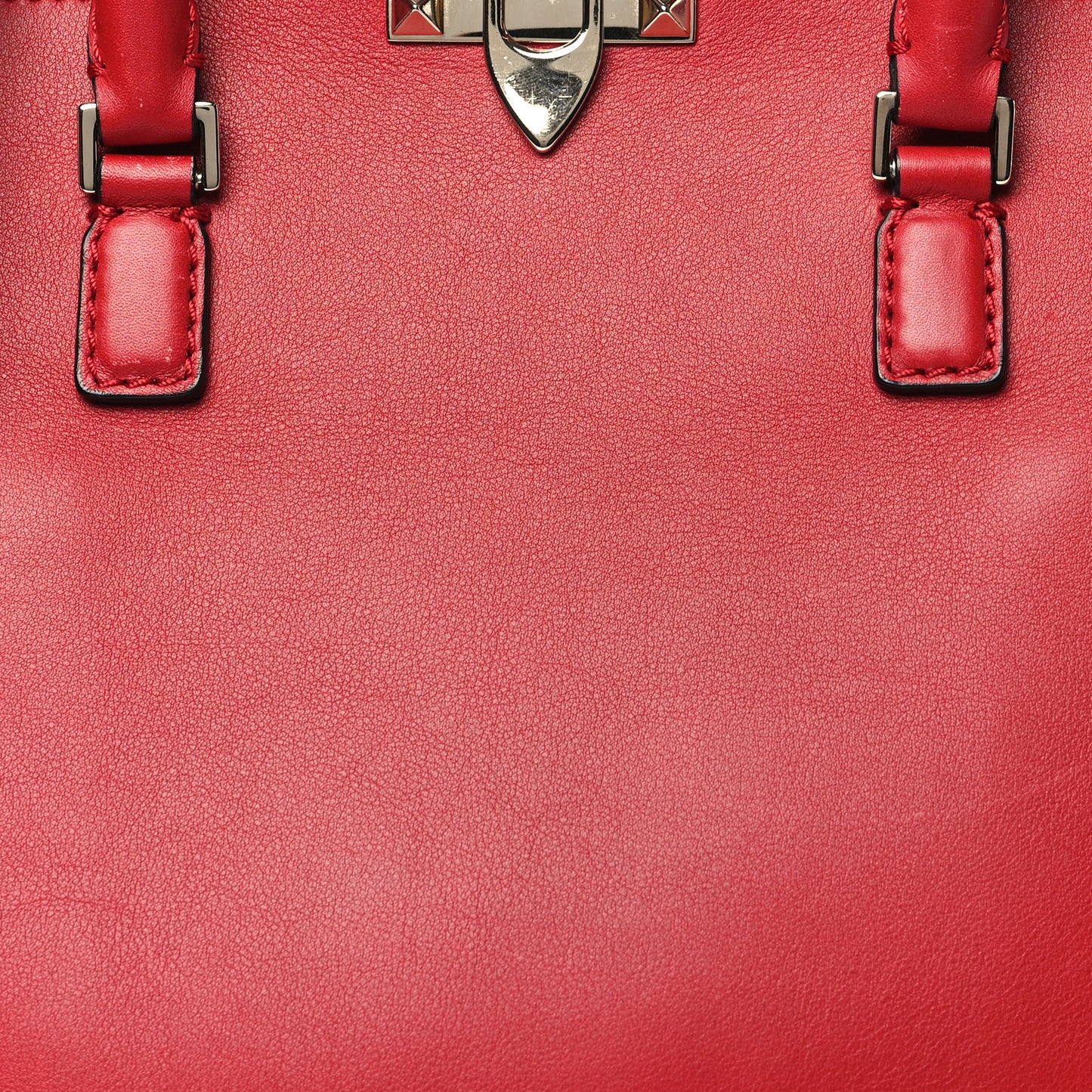 Vitello Rockstud Double Handle Tote Rosso Valentino