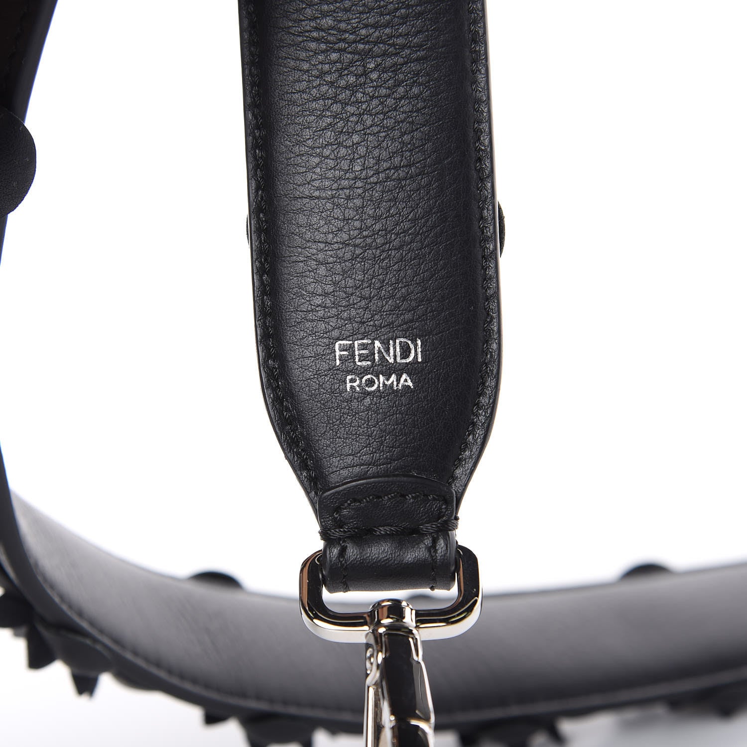Fendi Vitello Dolce Nappa Patent Flowerland Studded Strap You Black 3 of 4