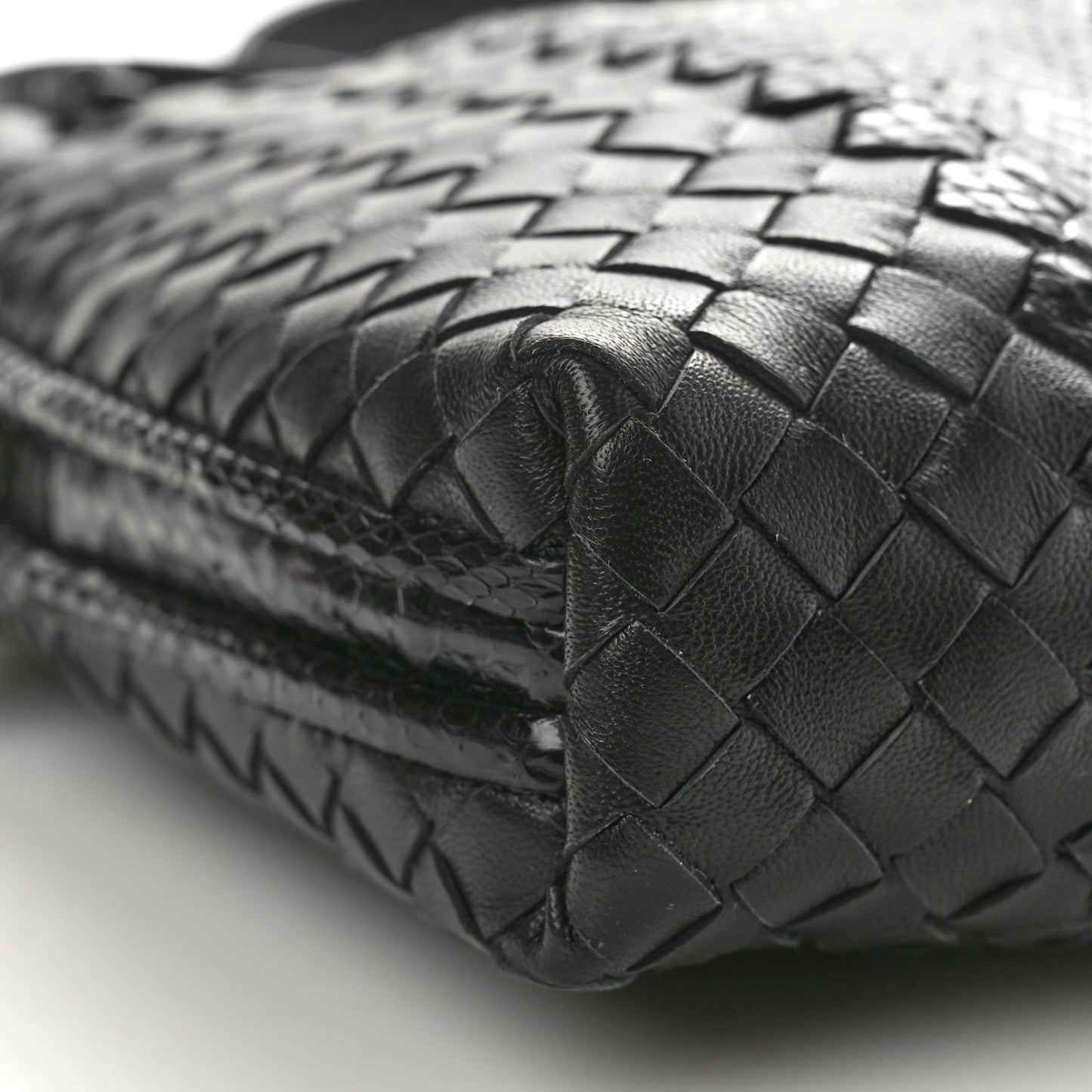 Nappa Intrecciato Snakeskin Crossbody Pillow Messenger Black