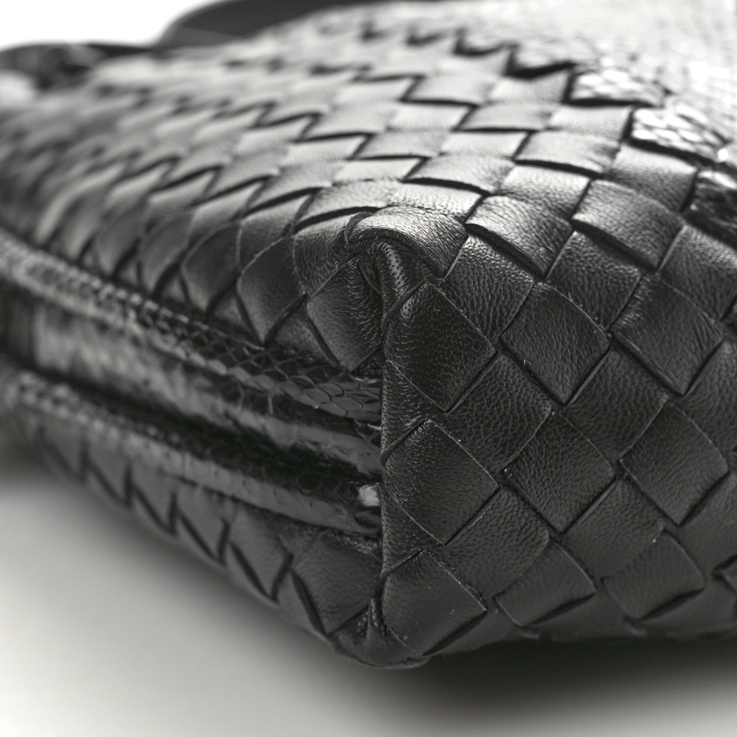 Bottega Veneta Nappa Intrecciato Snakeskin Crossbody Pillow Messenger Black 9 of 10