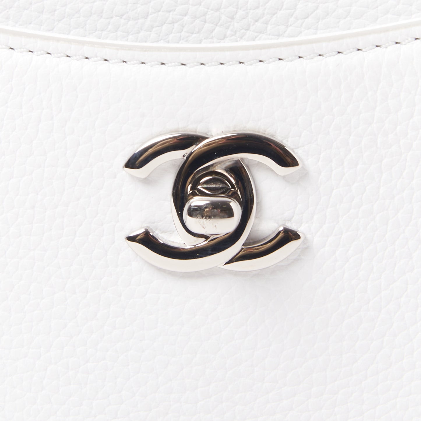 Grained Calfskin Mini Neo Executive Shopper Tote White