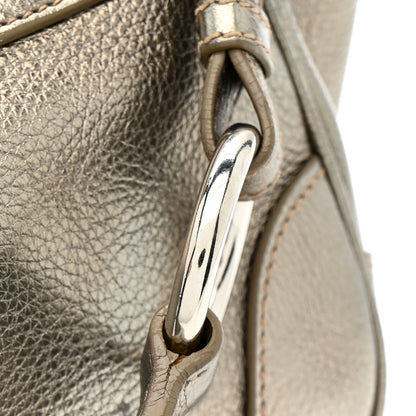 Prada Metallic Vitello Daino Pushlock Shoulder Bag Peltro 19 of 21