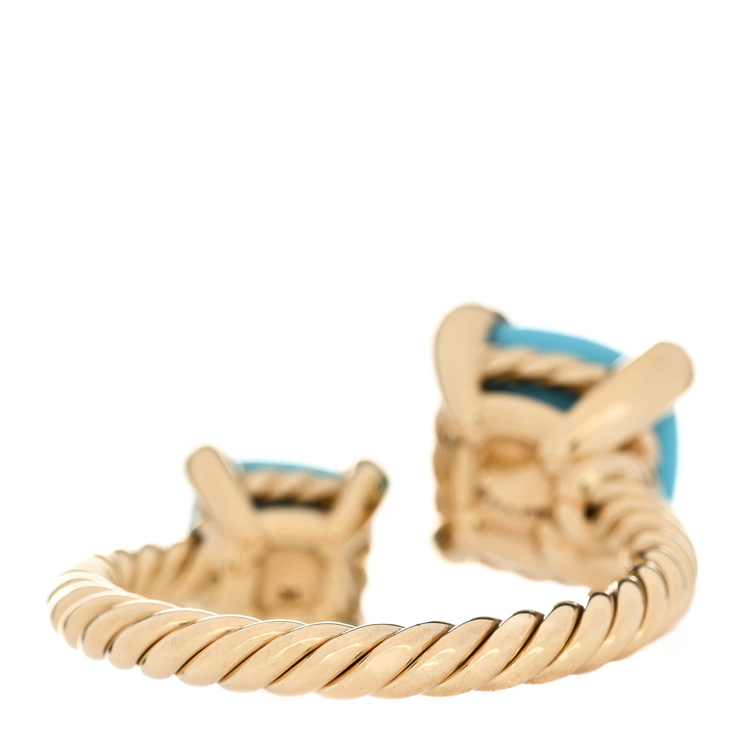 18K Yellow Gold Diamond Turquoise Chatelaine Bypass Ring 54 7