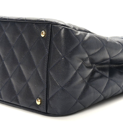 Chanel Caviar Quilted Small Shopping Tote Navy Blue 19 of 19