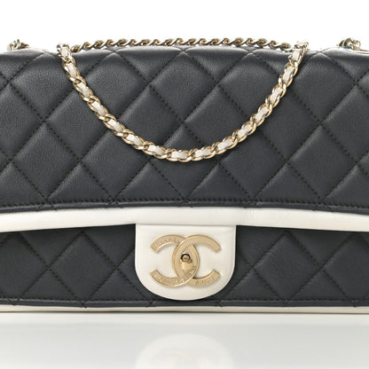 Chanel Calfskin Quilted Medium Graphic Flap Black White 8 of 13