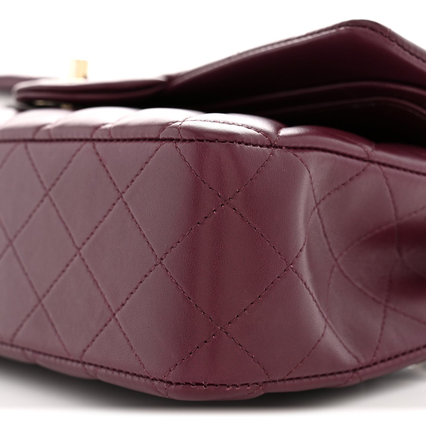 Lambskin Quilted Medium Double Flap Burgundy