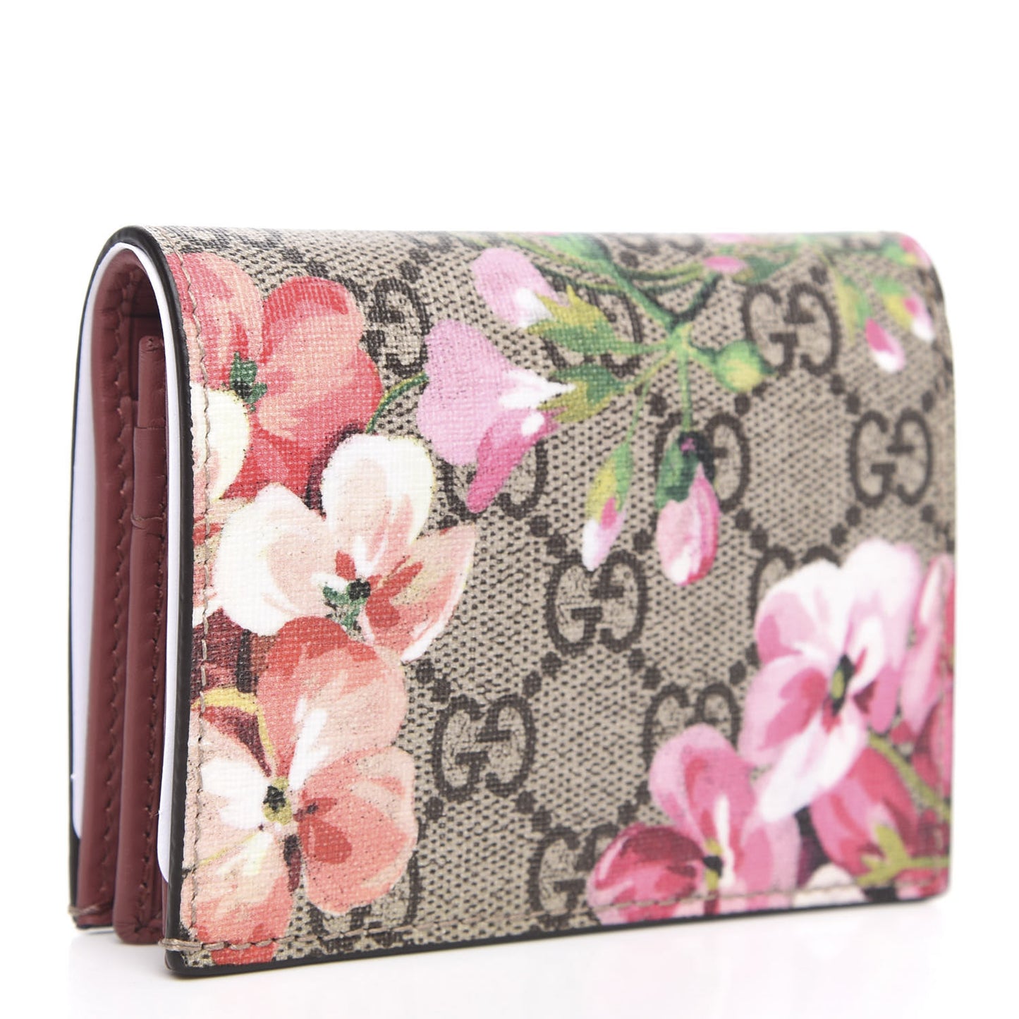 GG Supreme Monogram Blooms Card Case Beige Multicolor Dry Rose