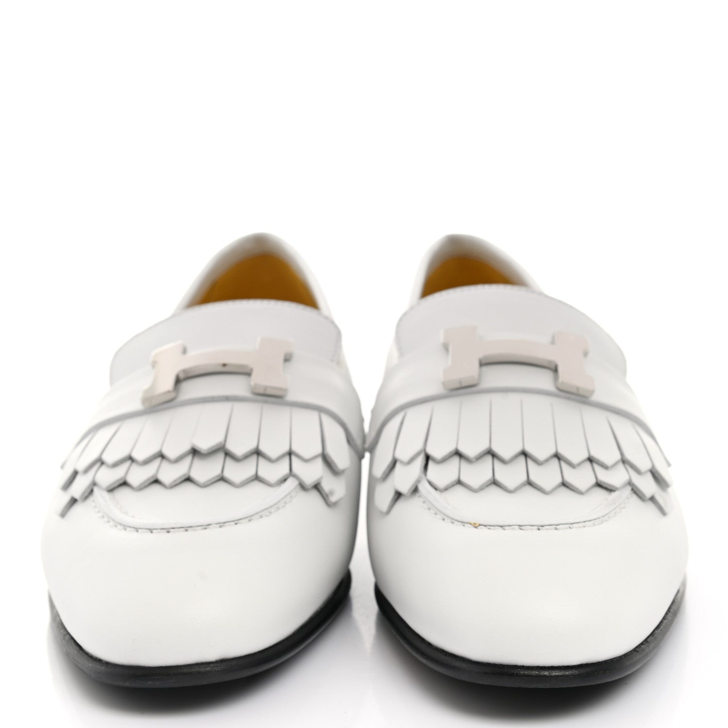 Hermes Calfskin Womens Royal Loafers 35.5 White 2 of 10