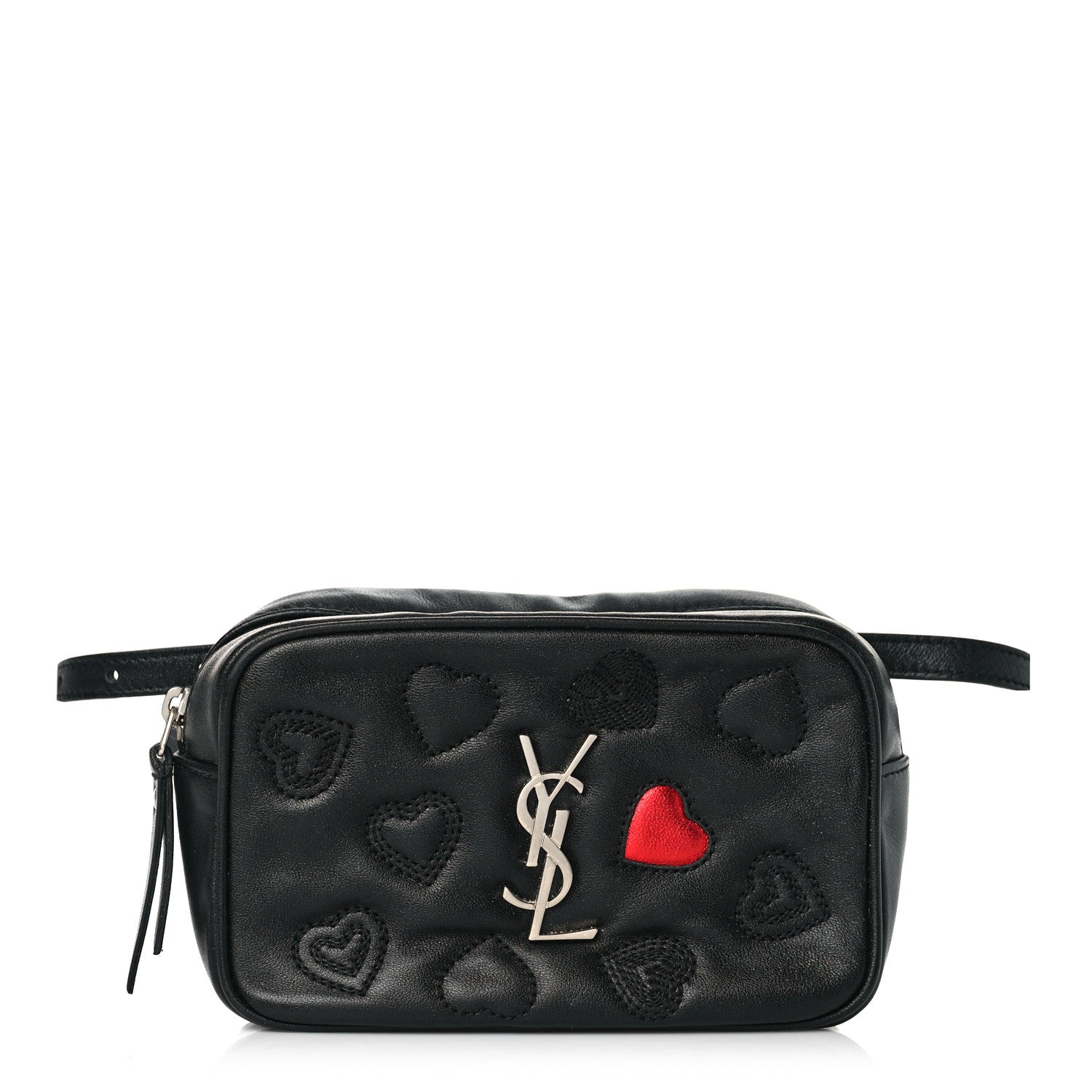 Saint Laurent Calfskin Heart Embossed Monogram Belt Bag Black 1 of 10