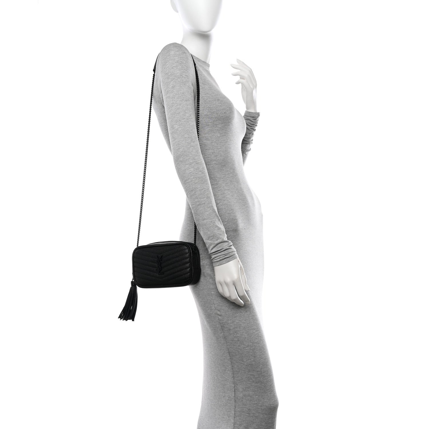 Saint Laurent Grain De Poudre Matelasse Monochrome Monogram Mini Lou Camera Bag Black 2 of 12