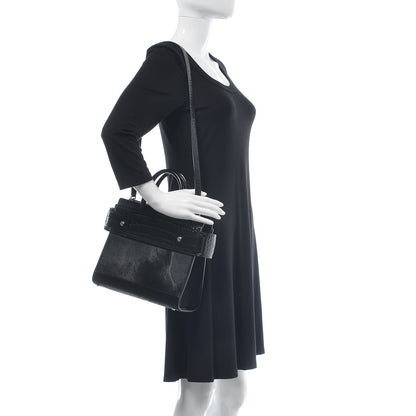 Givenchy Calf Hair Calfskin Crocodile Embossed Small Horizon Satchel Black 2 of 6