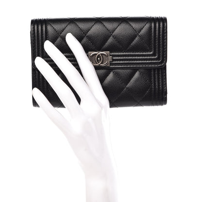 Chanel Caviar Quilted Medium Boy Flap Wallet Black 2 of 8