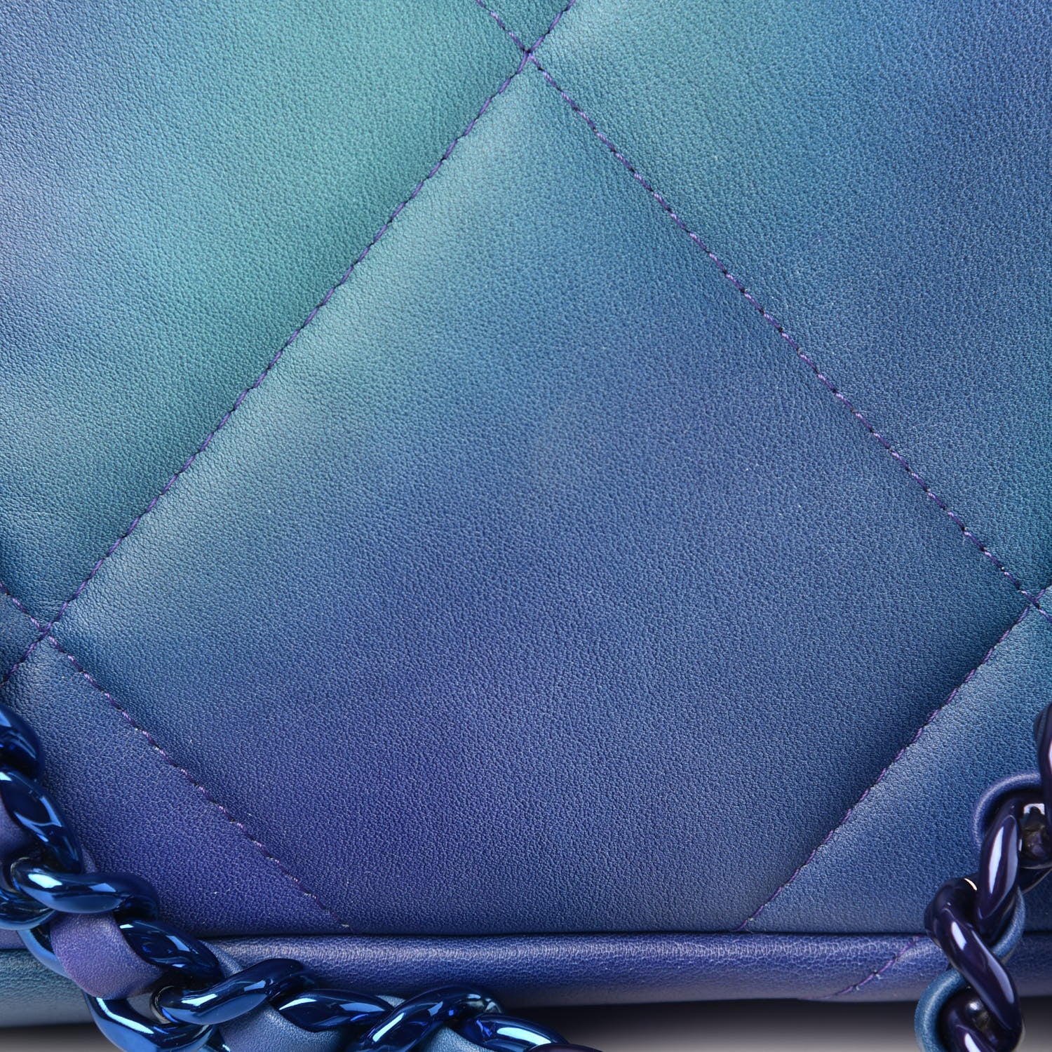 Chanel Tie Dye Calfskin Quilted Medium Chanel 19 Flap Blue Purple 11 of 12