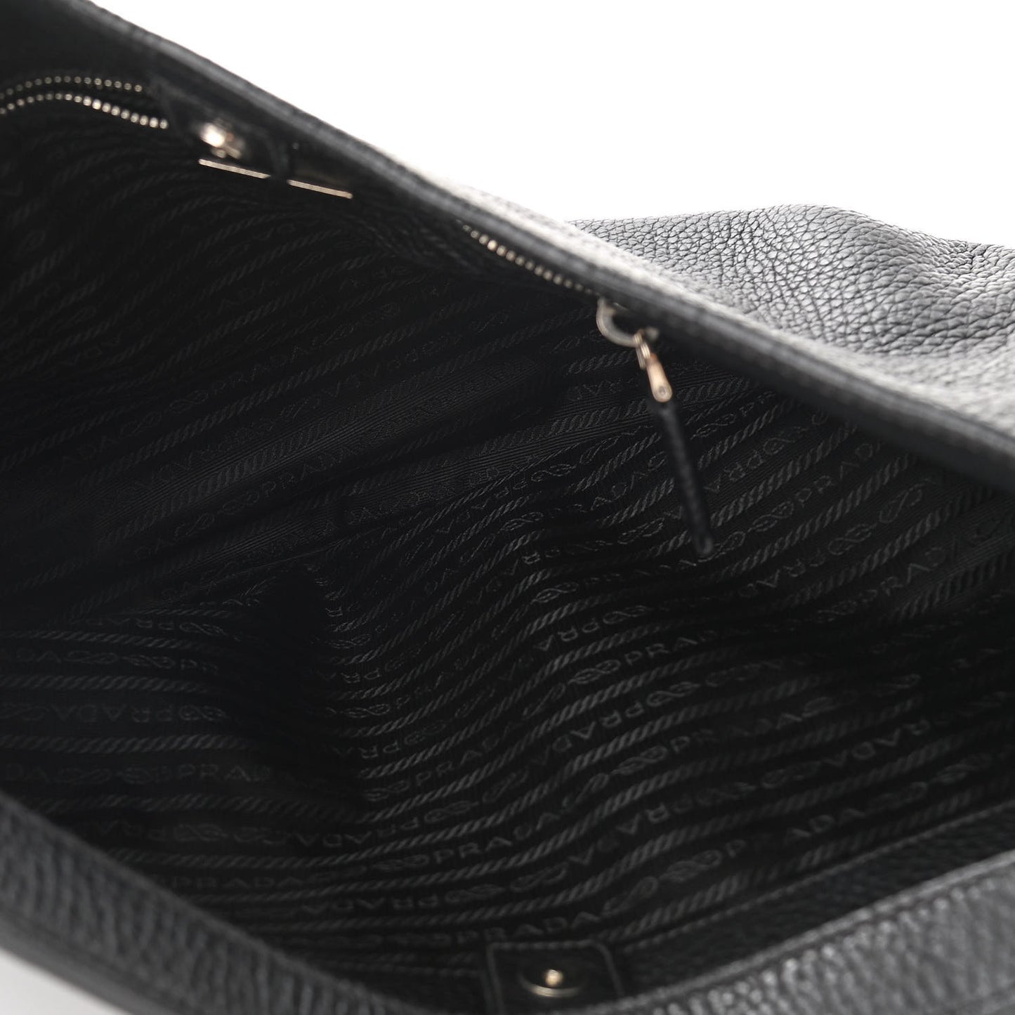 Vitello Daino Embossed Logo Hobo Black