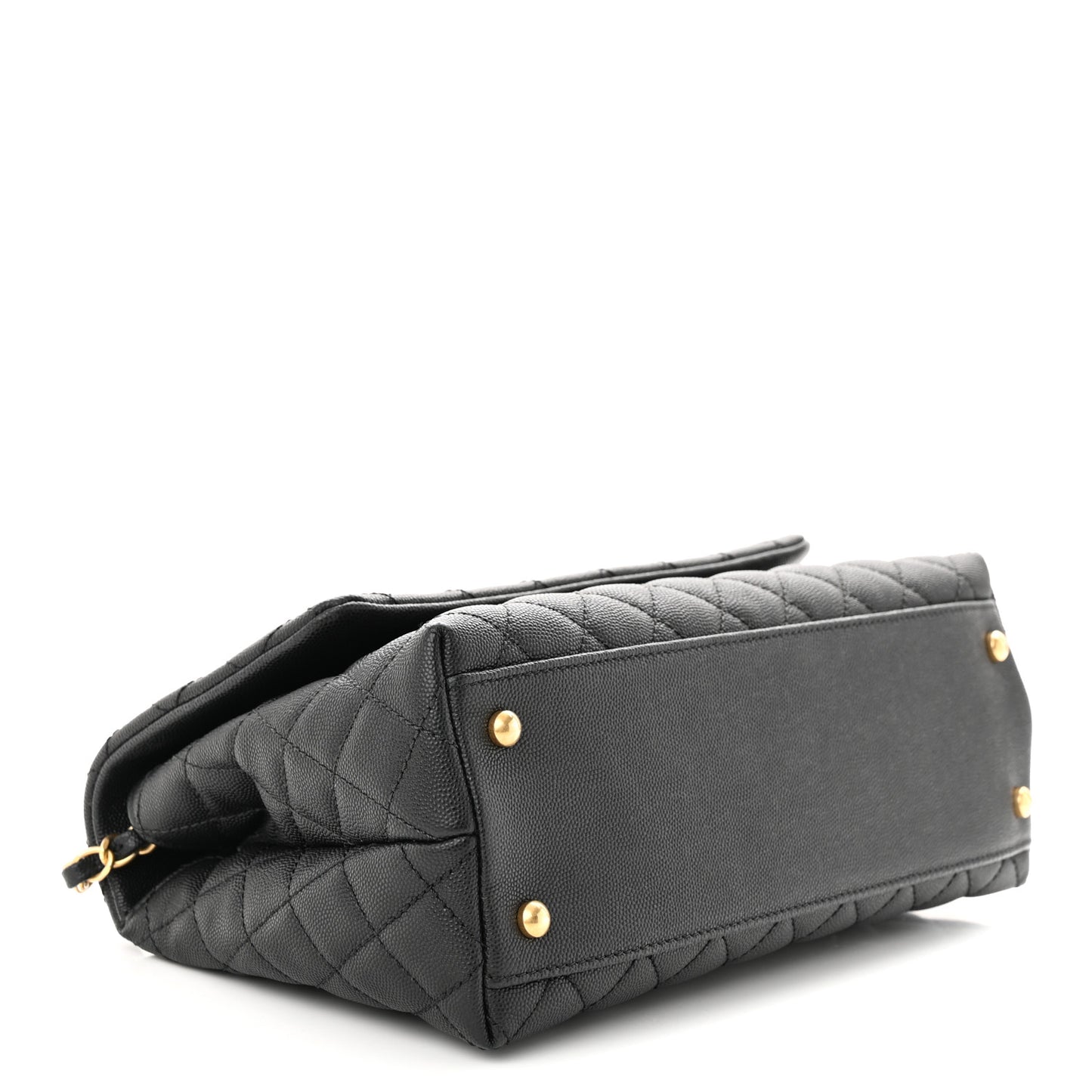 Caviar Lizard Embossed Quilted Small Coco Handle Flap Black