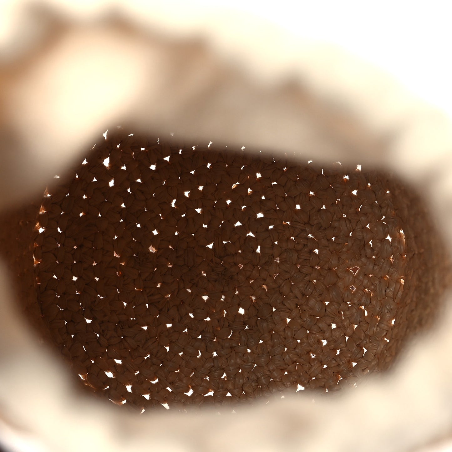 Calfskin Raffia Paulas Ibiza Bucket Bag Natural Tan