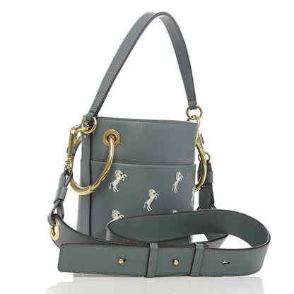 Chloe Smooth Calfskin Little Horses Embroidered Mini Roy Bucket Bag Cloudy Blue 3 of 10